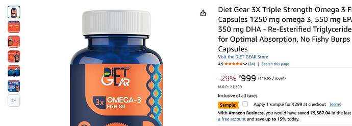 Diet Gear 3X Triple Strength Omega 3 Fish Oil Capsules
