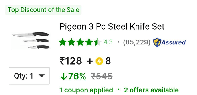 Pigeon 3-Piece Stainless Steel Knife Set
