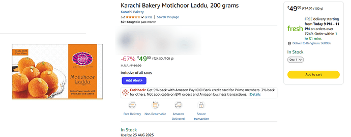 Karachi Bakery Motichoor Laddu