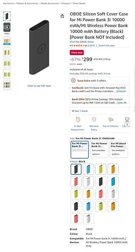 OBOE Silicon Soft Cover for Mi Power Bank