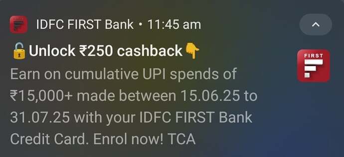 IDFC First Bank Credit Card UPI Offer