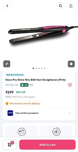 Nova Pro Shine NHS 840 Hair Straightener Pink