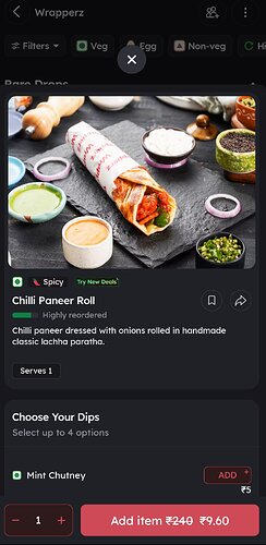 Screenshot of Zomato deal details