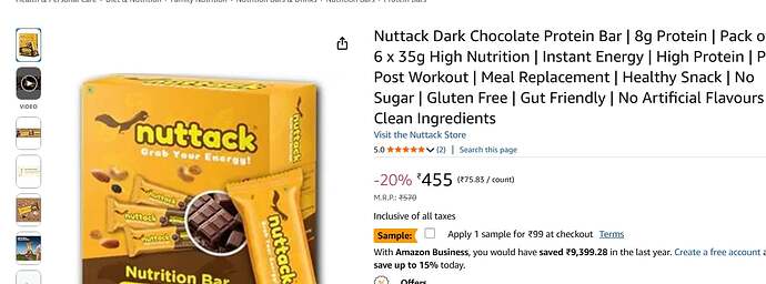 Nuttack Dark Chocolate Protein Bar