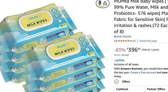 MUMta Milk Baby Wipes Offer