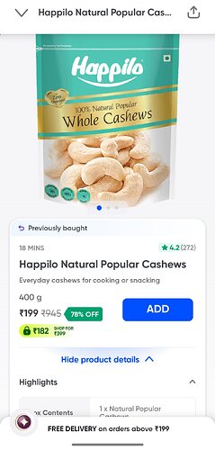 Happilo Cashew 400g Offer