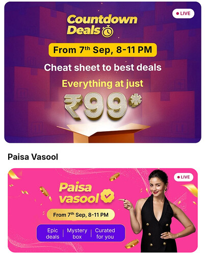 Flipkart Liveshop+ Countdown Deals