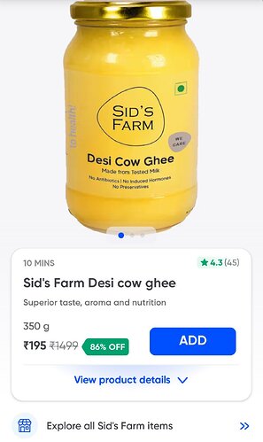 Sid Farms Desi Cow Ghee Offer