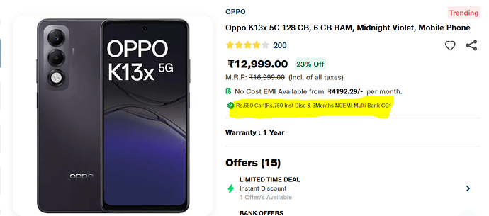 Oppo K13x 5G Comparison
