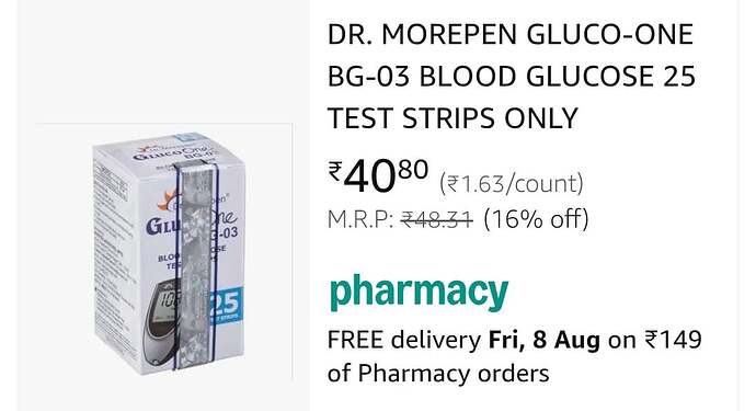 Morepen BG-03 Blood Glucose Strips Pack