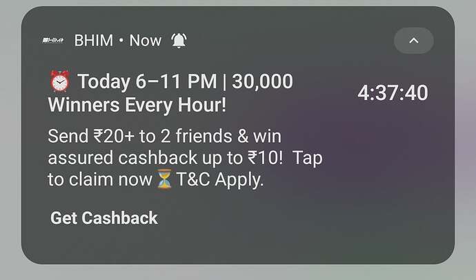 BHIM UPI Cashback Offer
