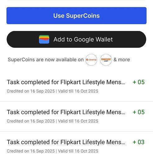 Flipkart SuperCoins Earned
