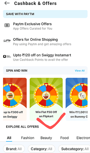 Paytm Spin & Win Example