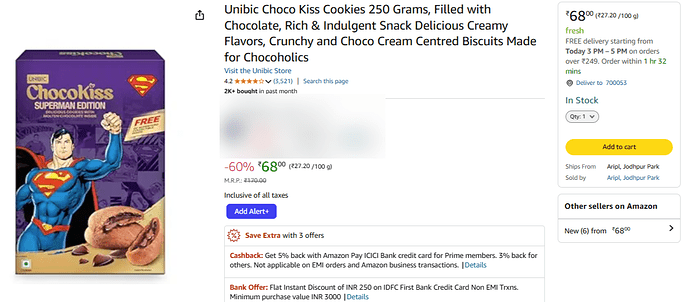 Unibic Choco Kiss Cookies Pack