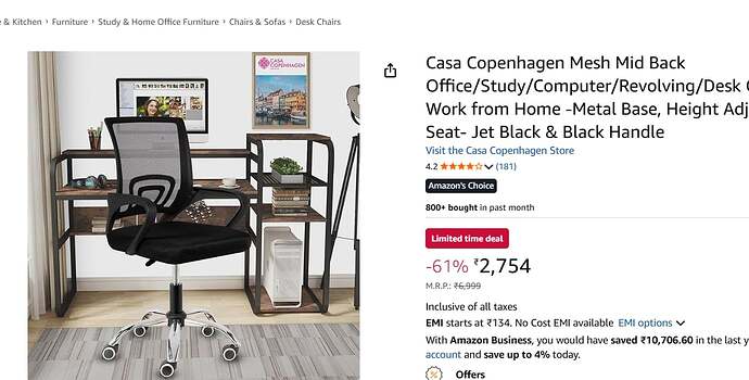 Casa Copenhagen Mesh Mid-Back Office Chair