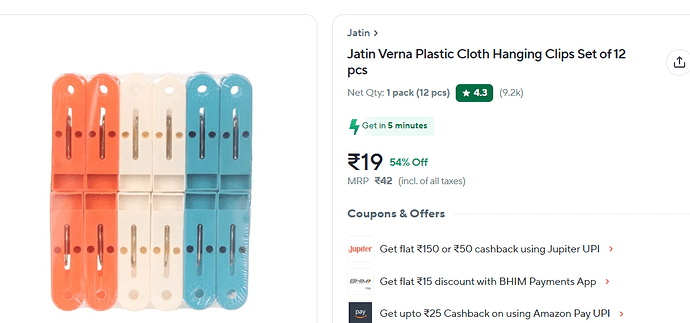 Jatin Verna Plastic Cloth Hanging Clips