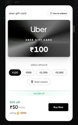CRED Uber Gift Card Offer