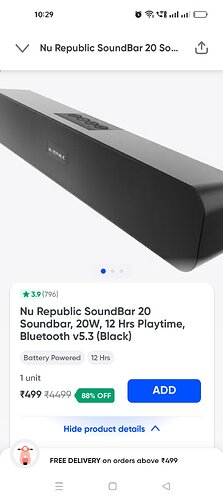 Nu Republic Soundbar 20 Angled