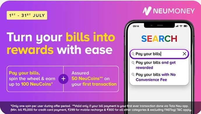 Tata Neu BillPay Offer Promotion