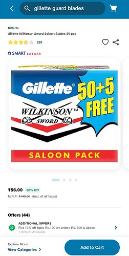 Gillette Wilkinson Sword Blades 55 Pcs Deal