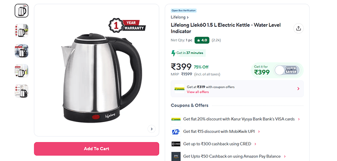 Lifelong Electric Kettle