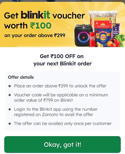 Zomato Blinkit Voucher Offer