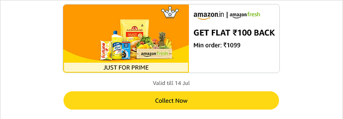 Amazon Fresh Cashback Offer