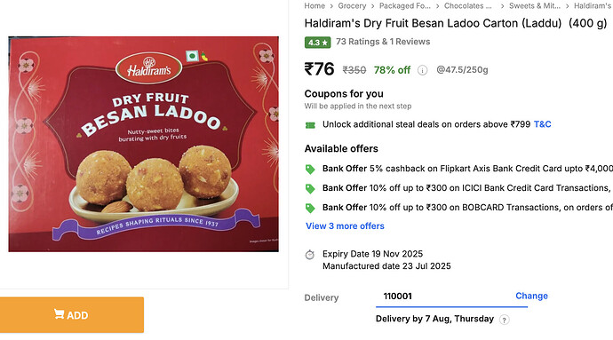 Haldiram's Dry Fruit Besan Ladoo