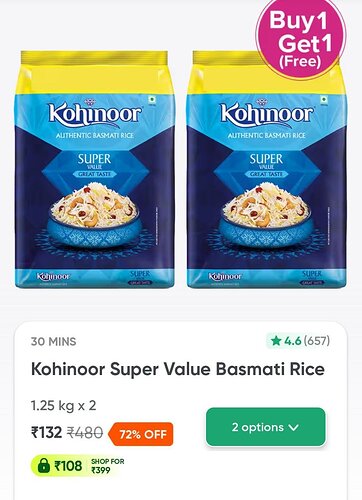 Kohinoor Basmati Rice Deal Image