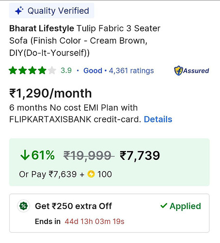 Bharat Lifestyle Tulip Sofa Image 1