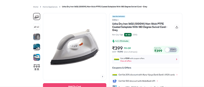 Usha Dry Iron 1602