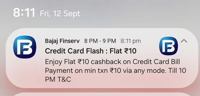 Bajaj Cashback Offer Screenshot