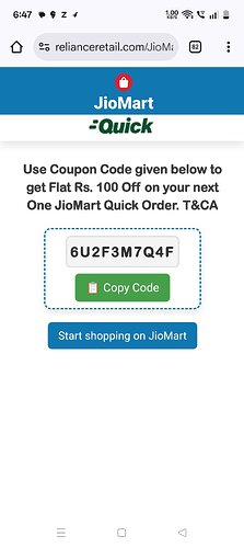 Jiomart Happy Hour Coupon Generation Example