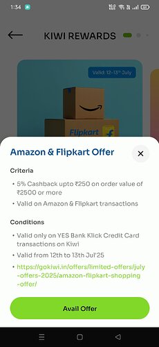 Kiwi YES Bank Credit Card Offer