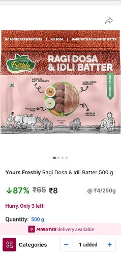 Yours Freshly Ragi Dosa & Idli Batter