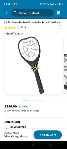 Hit Rechargeable Anti-Mosquito Racket