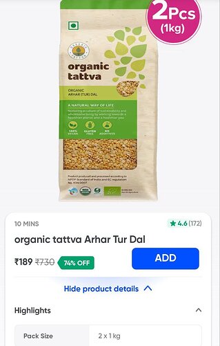 Organic Tattva Arhar Tur Dal Instamart Deal
