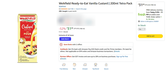 Weikfield Vanilla Custard