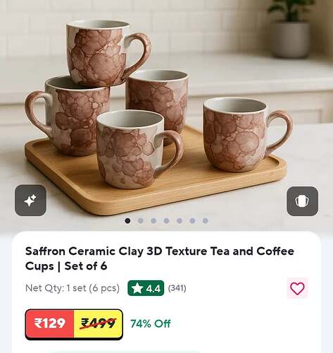 Saffron Ceramic Clay 3D Texture Tea & Coffee Cups