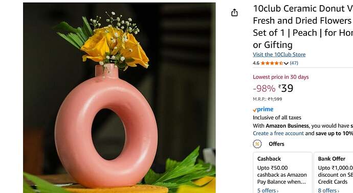10club Ceramic Donut Vase