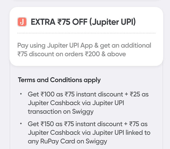 Swiggy Jupiter Offer Details 2