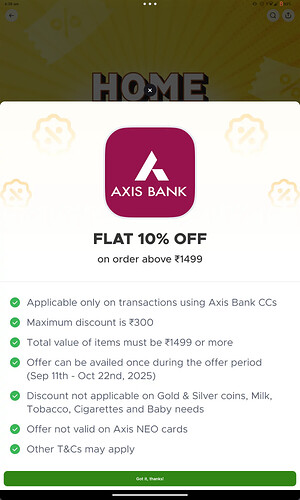 Axis ICICI Bank Offer