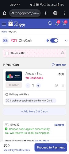 Zingoy Amazon Voucher Offer Screenshot 1
