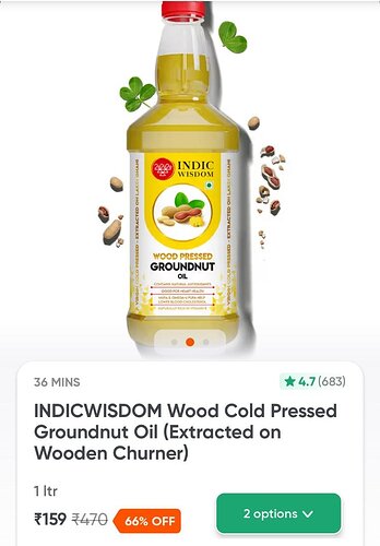INDICWISDOM Wood Cold Pressed Groundnut Oil 1L