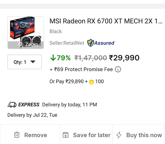 MSI Radeon RX 6700 XT Graphics Card