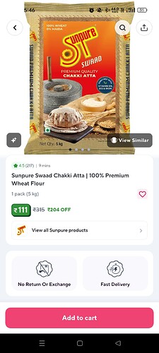 Sunpure Swaad Chakki Atta 5kg