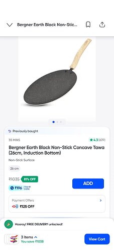 Bergner Earth Black Non-Stick Concave Tawa