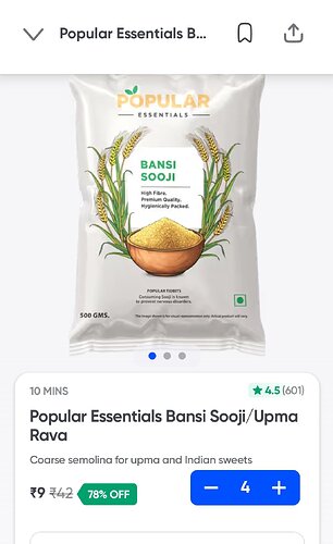 Popular Essentials Sooji Ravva 500g