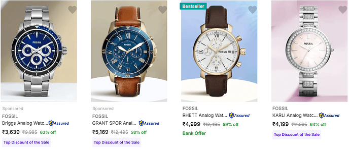 Fossil Watches 65% Off
