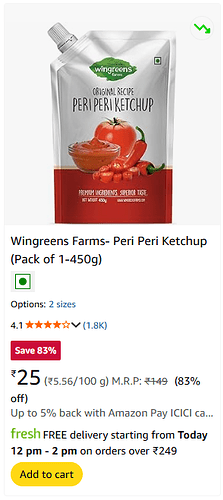 Wingreens Peri Peri Ketchup